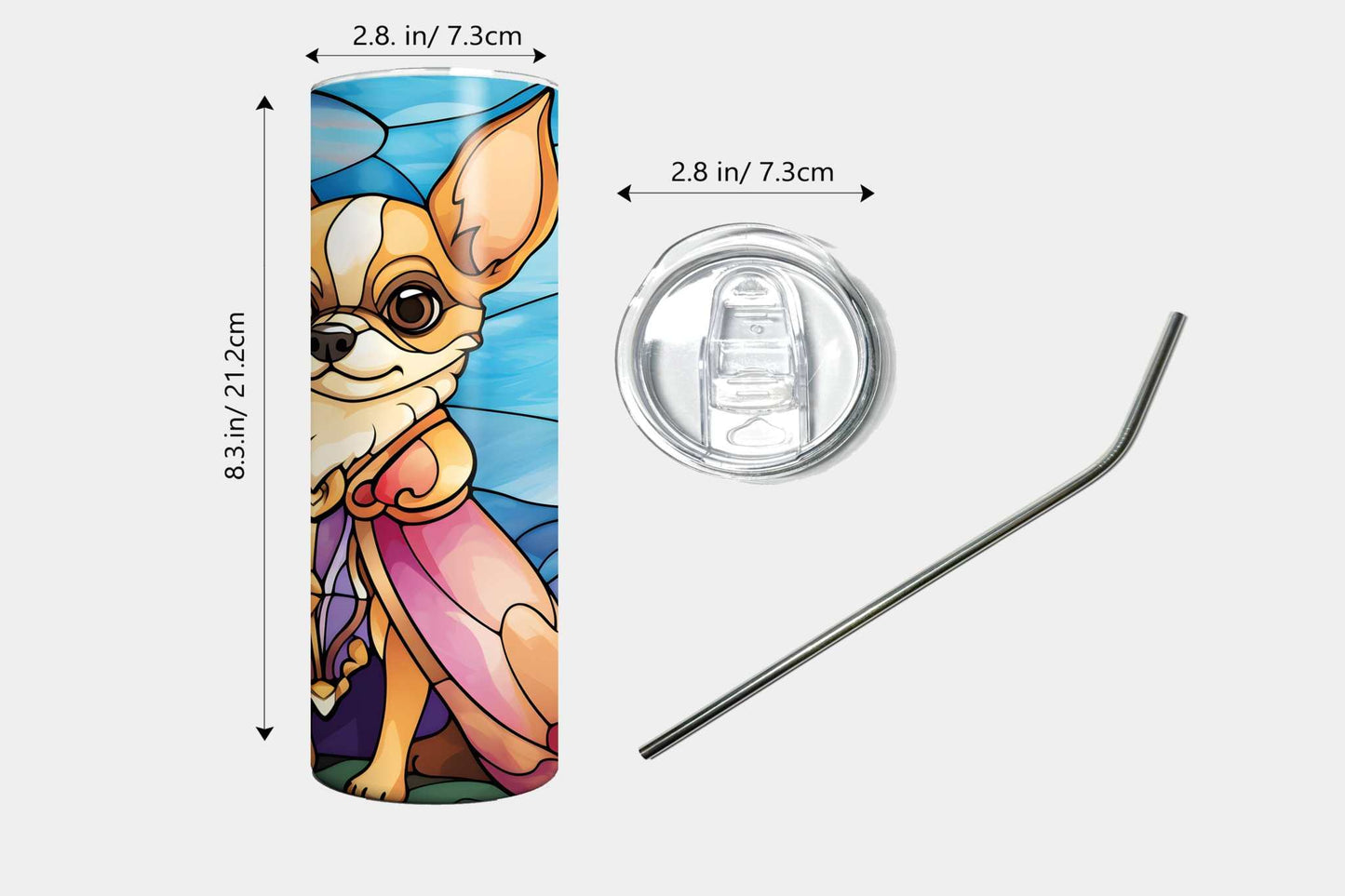 Chihuahua Tumbler 20 oz – Stained Glass Style Stainless Steel