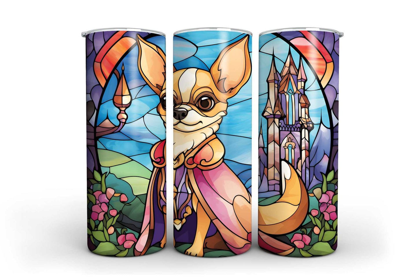 Chihuahua Tumbler 20 oz – Stained Glass Style Stainless Steel