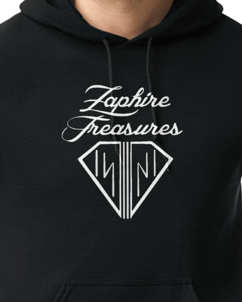 Zaphire Treasures Black Hoodie – Diamond Logo Streetwear