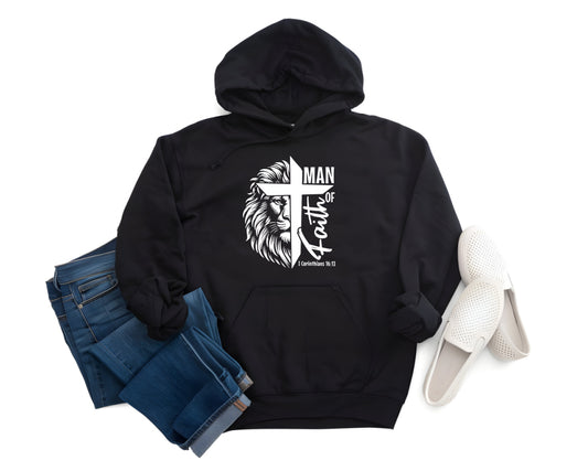 Man of Faith Hoodie with Lion Logo – Bold Christian Apparel