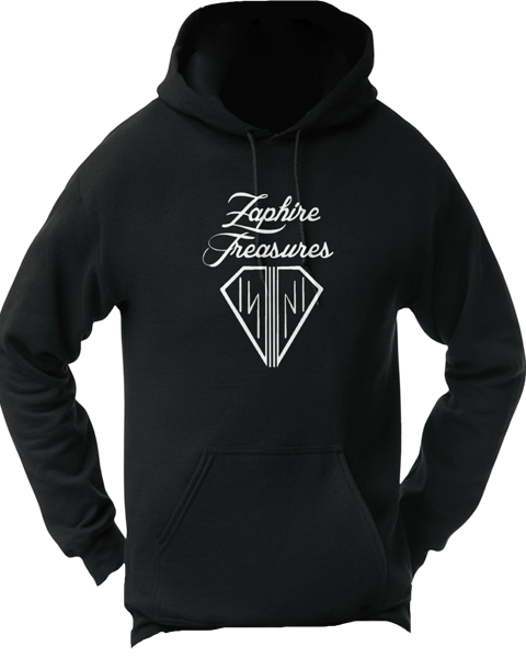 Zaphire Treasures Black Hoodie – Diamond Logo Streetwear