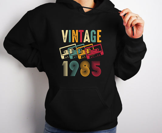 Cassette Tape Vintage 1985 Hoodie – Retro Music Lover Gift