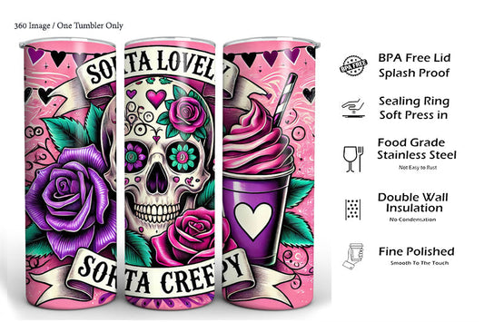 Skull Tumbler pink and purple design 20 oz