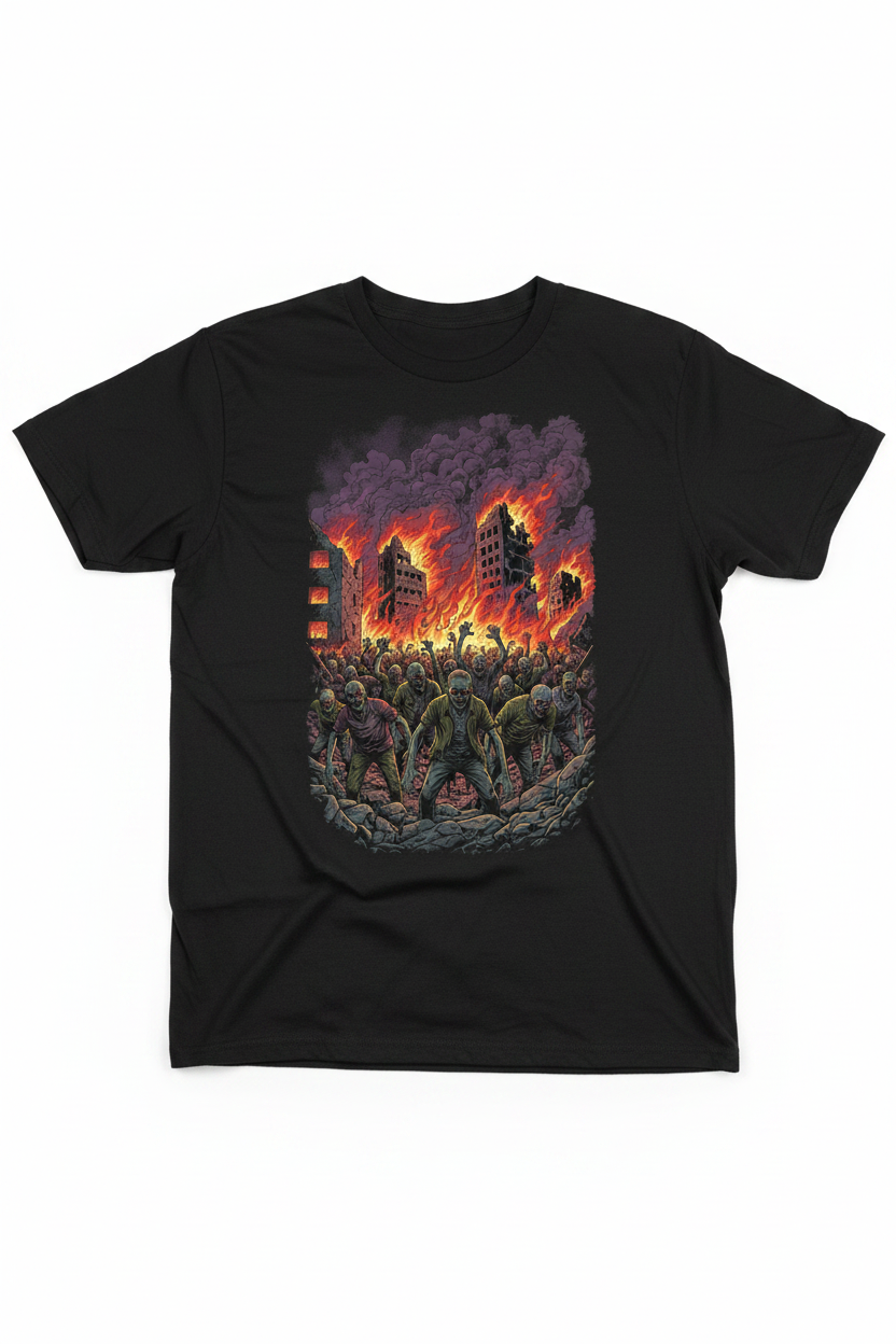 Zombie Invasion Men's Black Graphic Tee