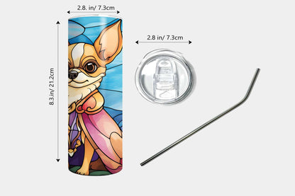 Chihuahua Tumbler 20 oz – Stained Glass Style Stainless Steel