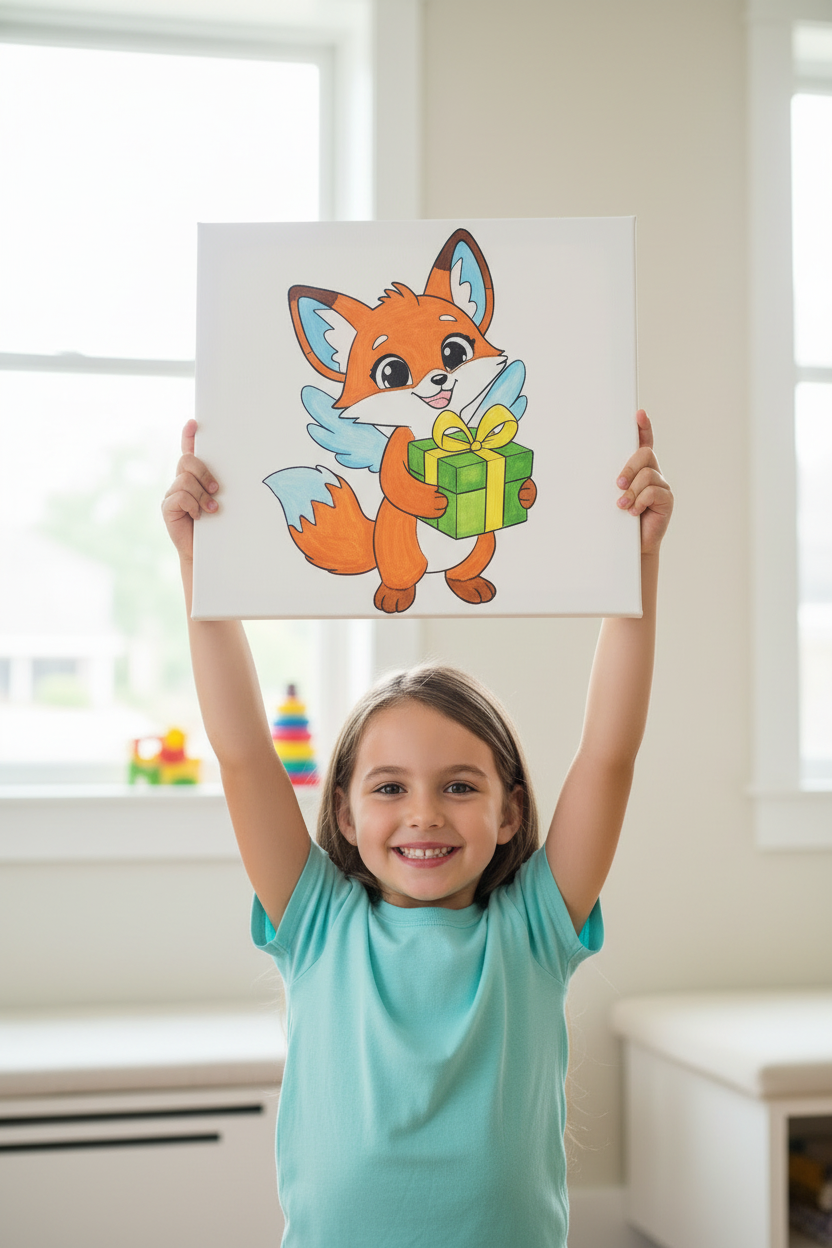 Artistic Canvas Print - Cute Fox Coloring Kit