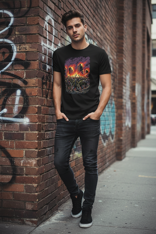 Zombie Invasion Men's Black Graphic Tee
