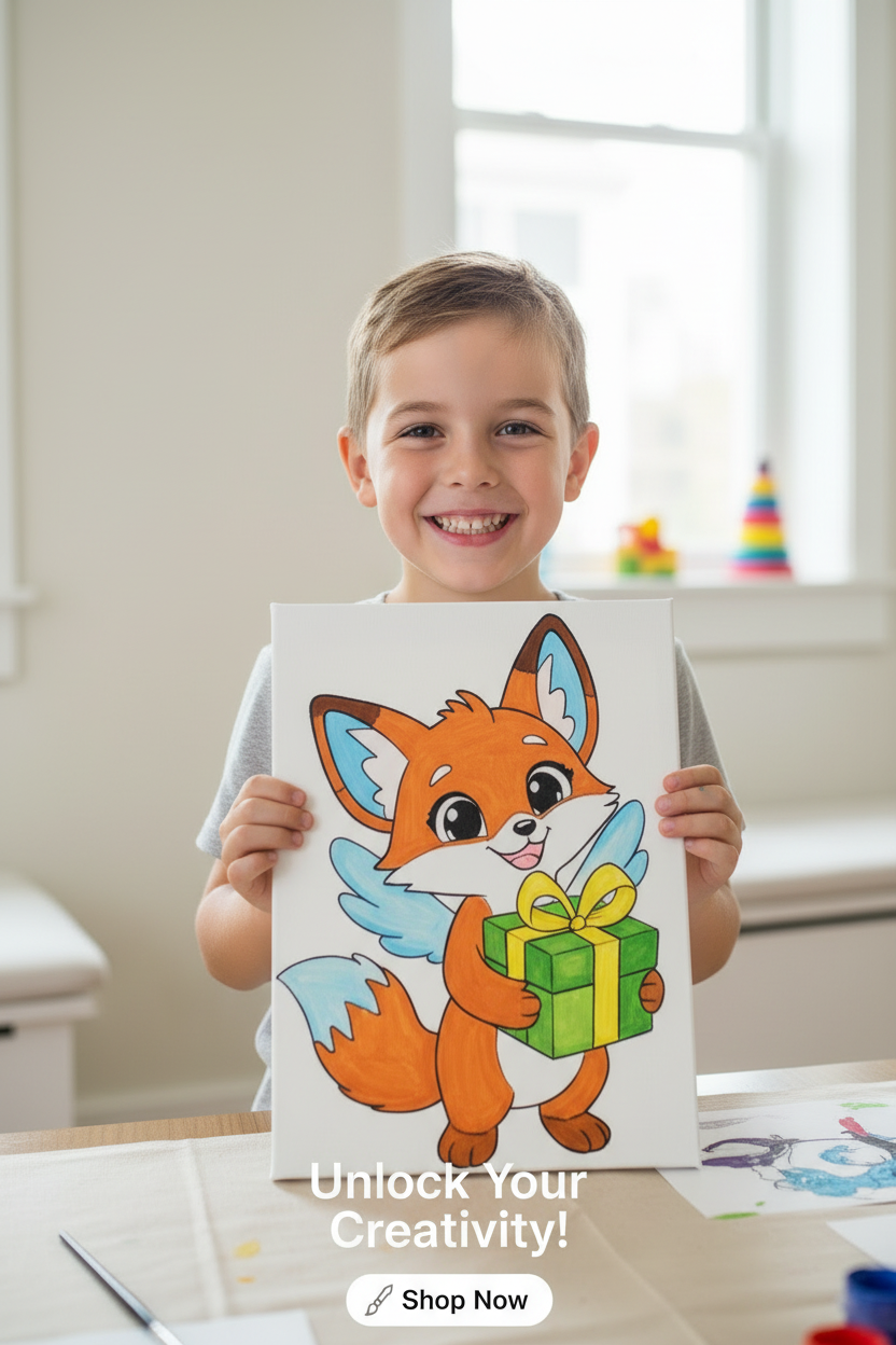 Artistic Canvas Print - Cute Fox Coloring Kit