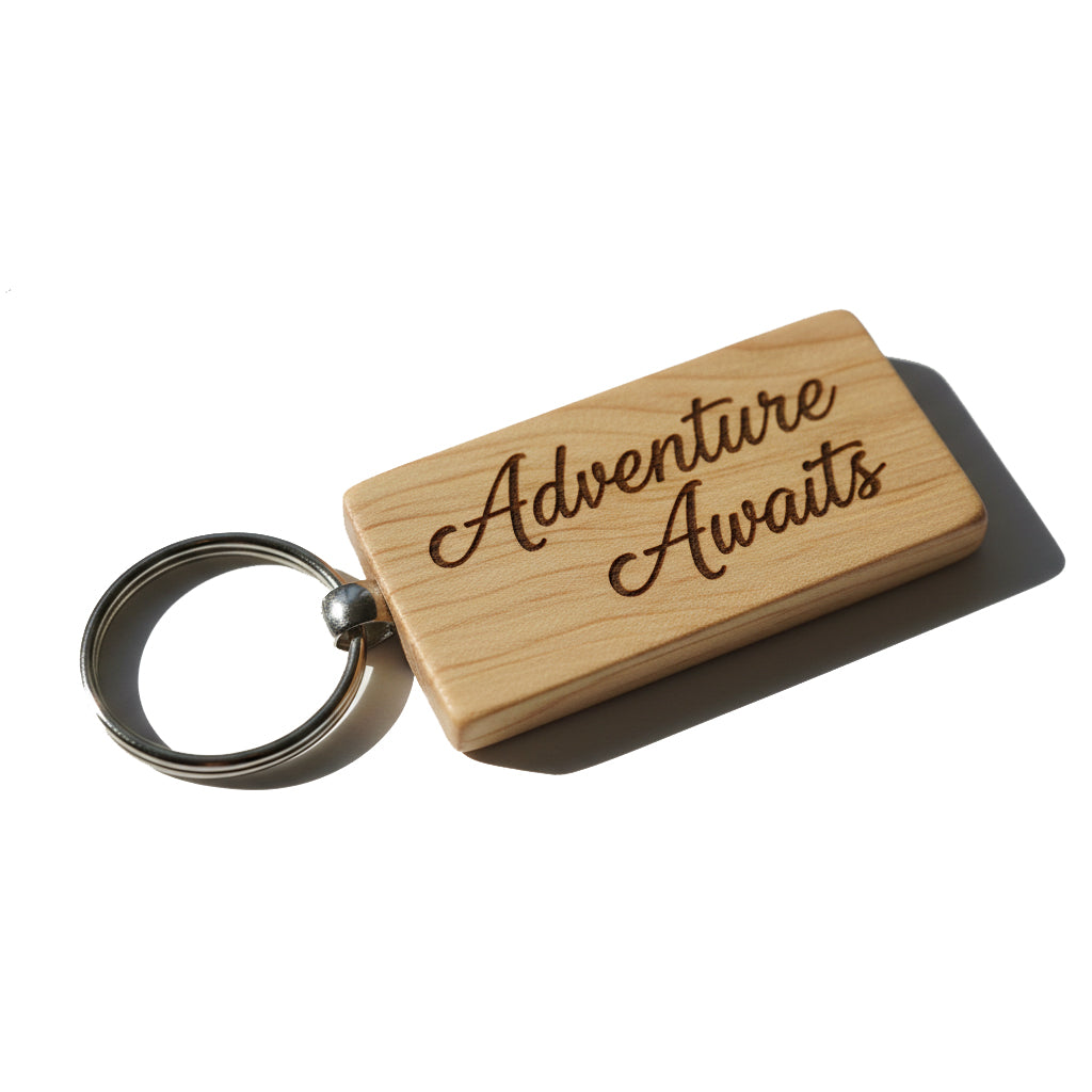 Wood laser keychain