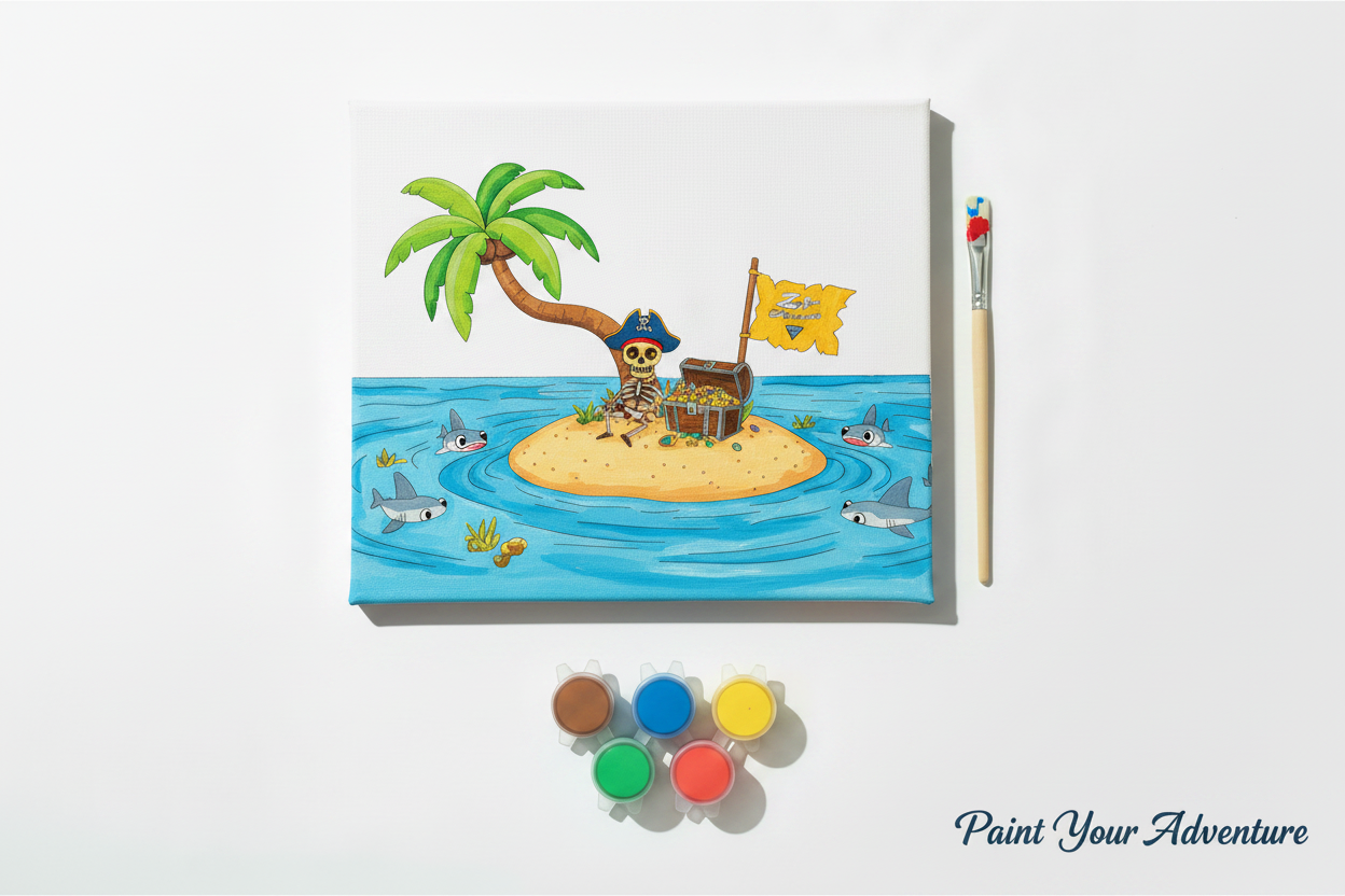Kids Paint Your Own Canvas Kit – Pirate Island (8x10)