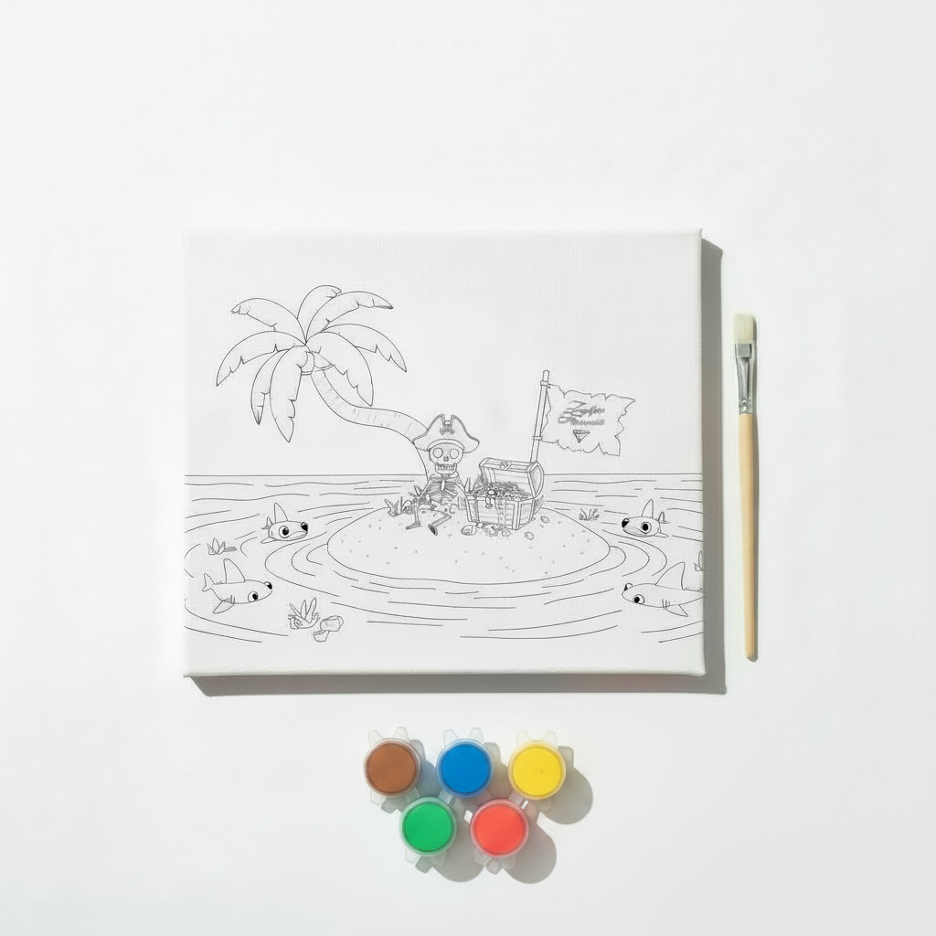 Kids Paint Your Own Canvas Kit – Pirate Island (8x10)