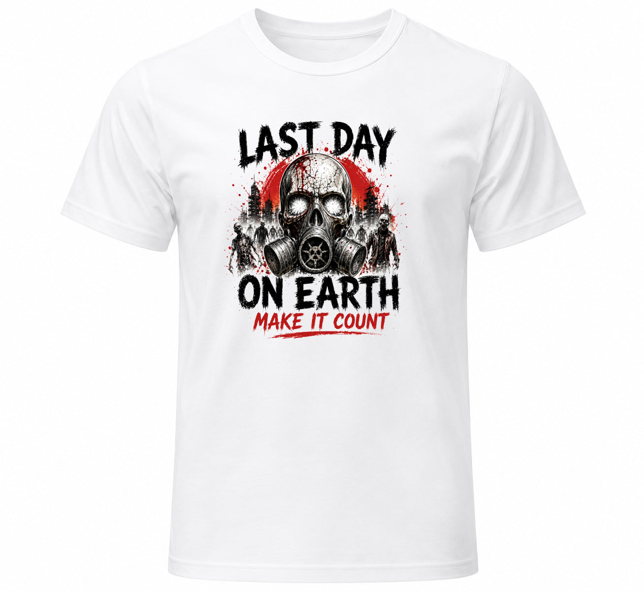 Last Day On Earth Make It Count white zombie graphic t-shirt
